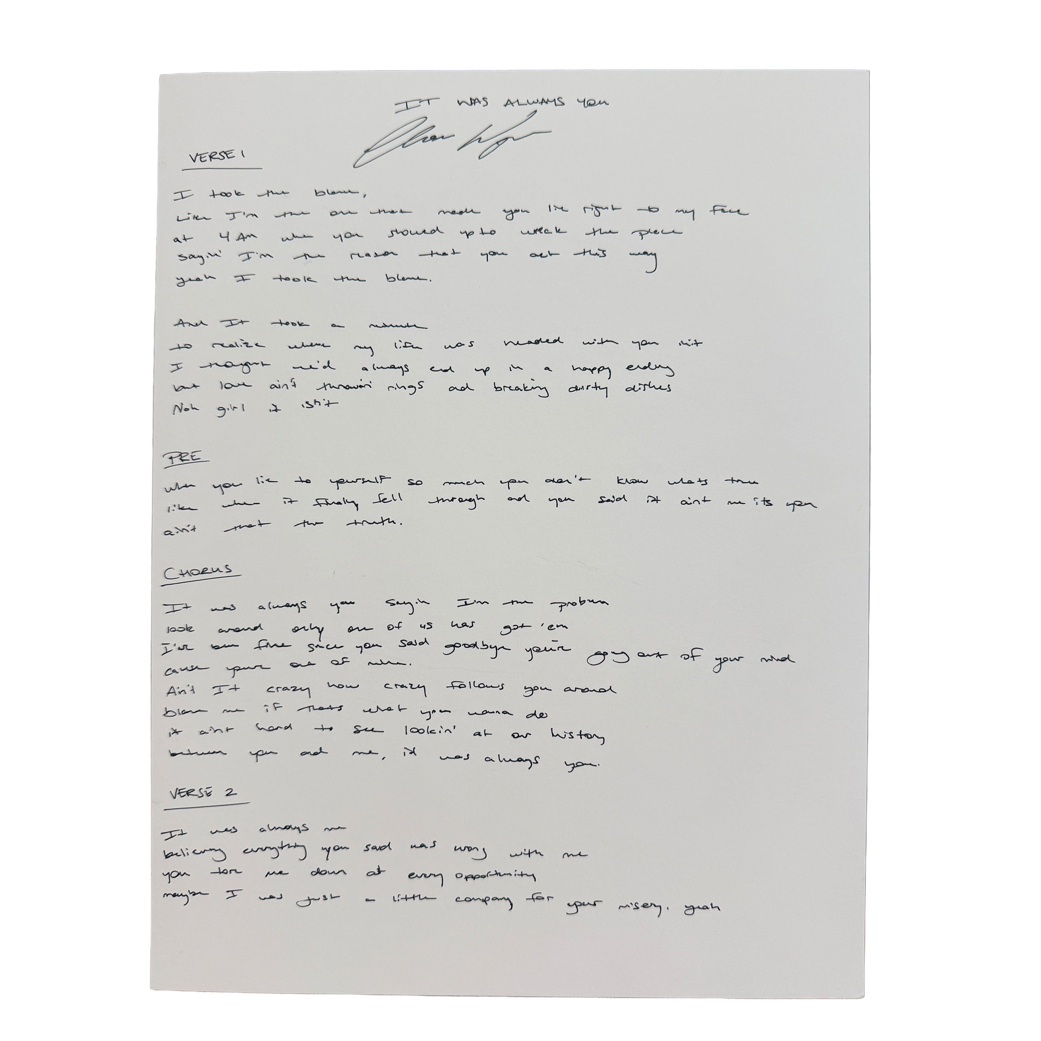 Handwritten Lyrics